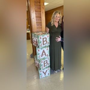 Pink Blush Olive Draped Maternity/Nursing Maxi Dress